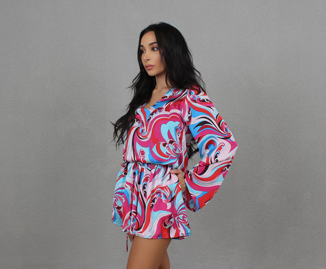 BLUEBERRY SWIRL SILK MINI DRESS