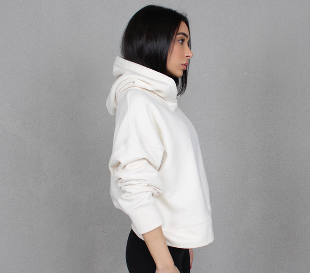 CREAM HOODED SWEATSHIRT