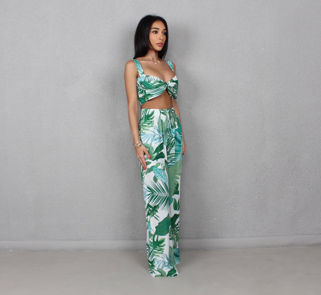 Green Leaf Printed Trousers