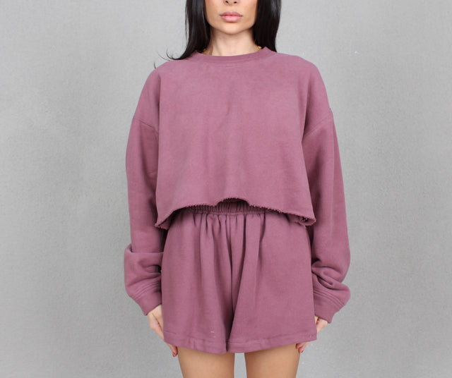 DUSTY MAUVE CROPPED SWEATSHIRT