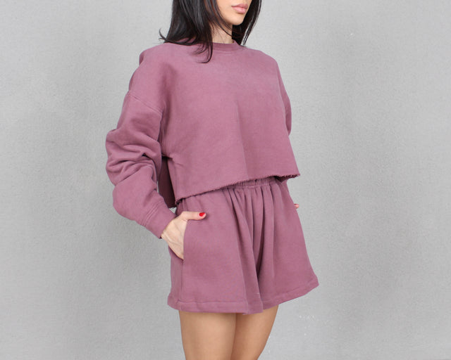 DUSTY MAUVE CROPPED SWEATSHIRT