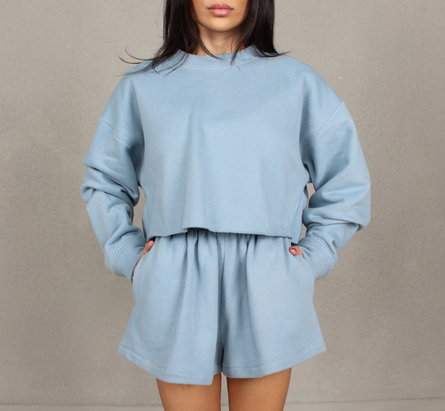 BABY BLUE CROPPED SWEATSHIRT