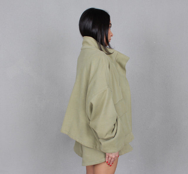 OLIVE GREEN CARGO SWEAT JACKET