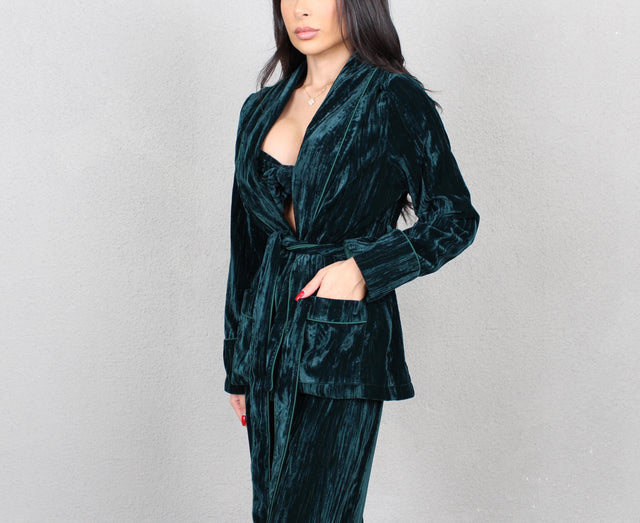 EMERALD CRUSHED VELVET SMOKING JACKET