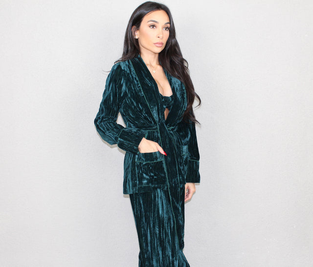 EMERALD CRUSHED VELVET SMOKING JACKET