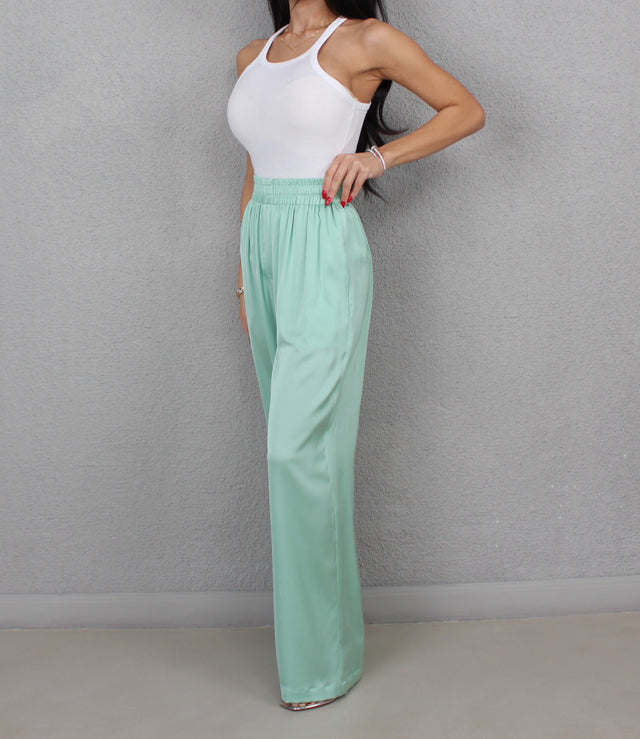 SEAFOAM SILK TROUSERS