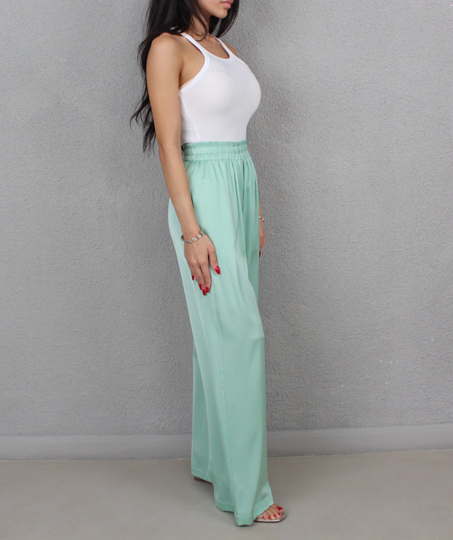 SEAFOAM SILK TROUSERS