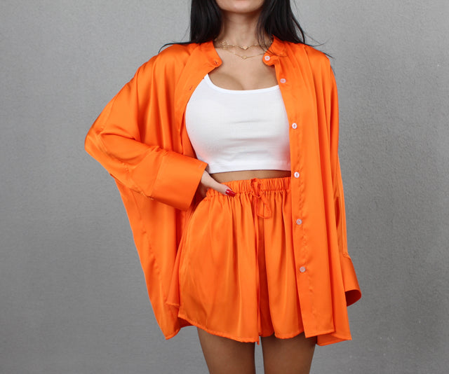 TANGERINE OVERSIZED SILK SHIRT