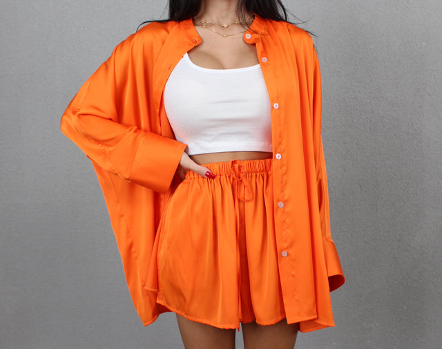 TANGERINE SILK SHORTS