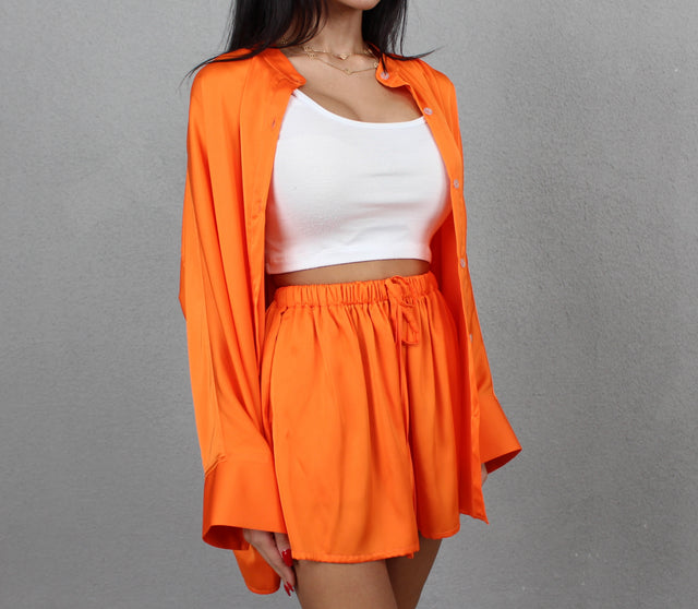 TANGERINE OVERSIZED SILK SHIRT