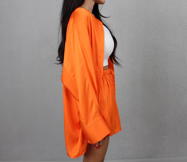 TANGERINE OVERSIZED SILK SHIRT