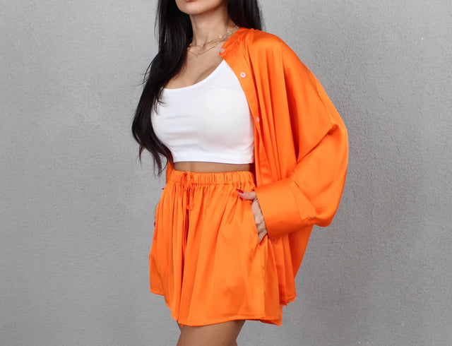 TANGERINE SILK SHORTS