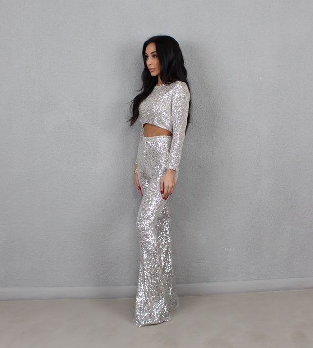 SILVER SEQUIN TROUSERS
