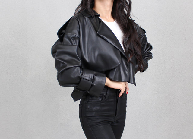 ZARA CROPPED LEATHER TRENCH