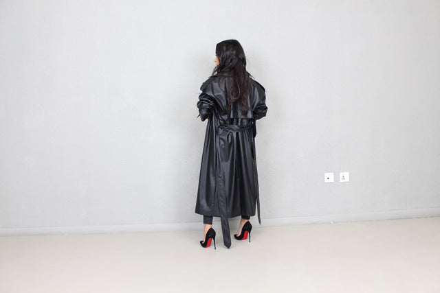 ZARA Leather Oversized Trench Coat