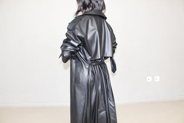 ZARA Leather Oversized Trench Coat