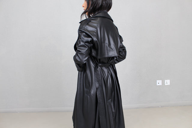 KAIA Leather Trench Coat