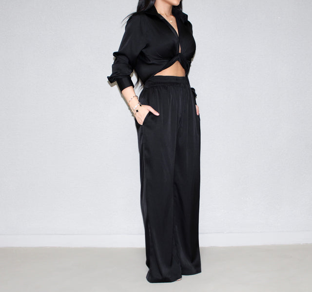 BLACK SILK TROUSERS