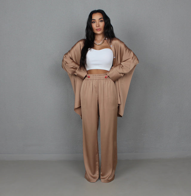 SALTED CARAMEL SILK TROUSERS