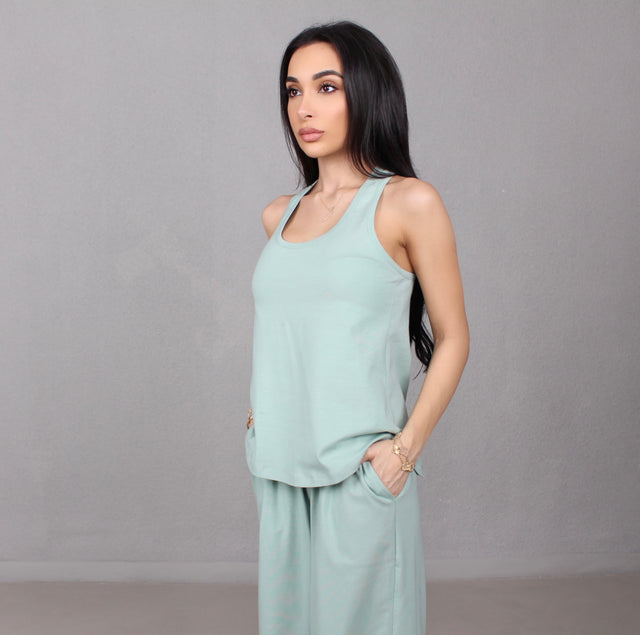 SAGE COTTON JERSEY TANK TOP