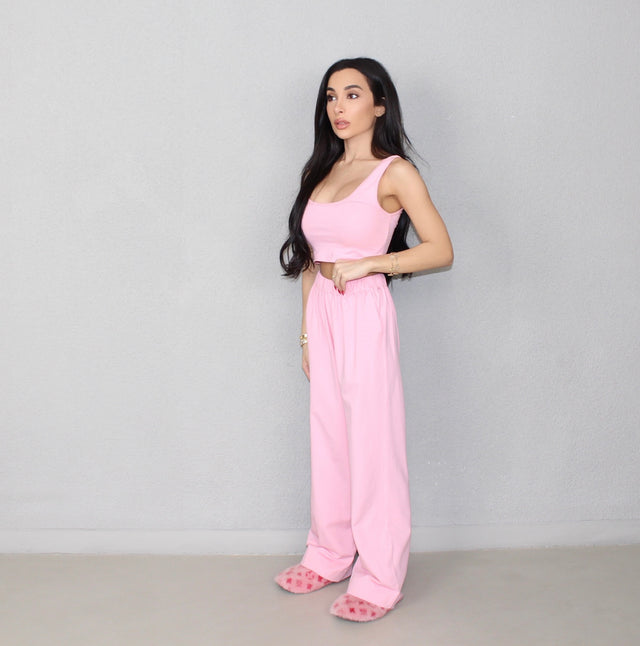 BABY PINK COTTON JERSEY TROUSERS