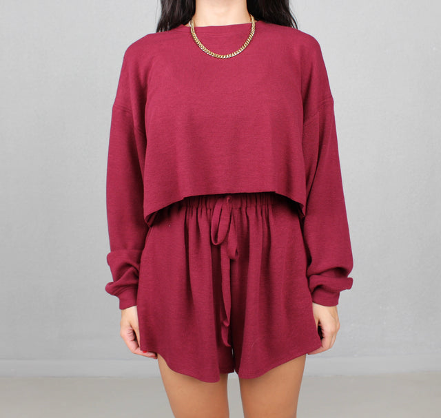 BORDEAUX KNIT CROPPED JUMPER