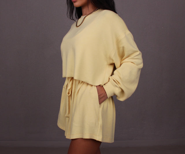 LEMON YELLOW KNIT CROPPED JUMPER