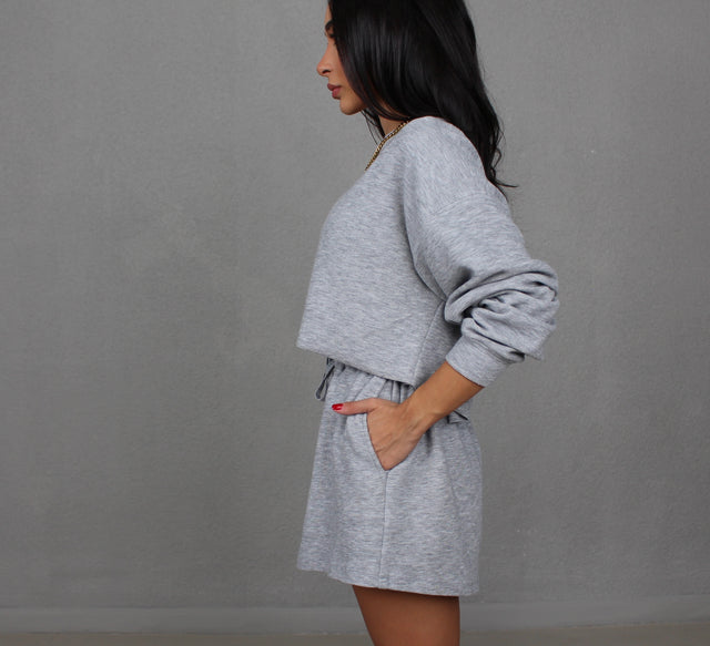 GREY KNIT CROPPED JUMPER