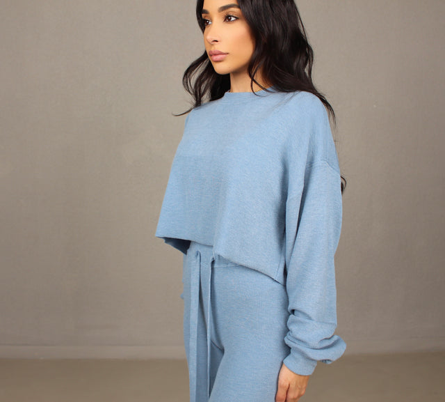 BABY BLUE KNIT CROPPED JUMPER
