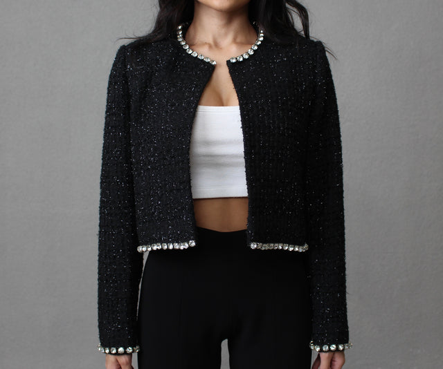TWEED CRYSTAL CROP JACKET