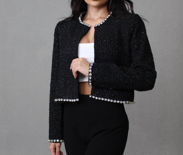 TWEED CRYSTAL CROP JACKET