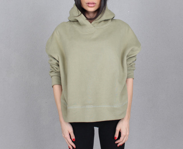 OLIVE GREEN HOODED SWEATSHIRT