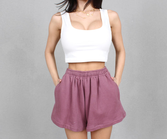 DUSTY MAUVE SWEAT SHORTS