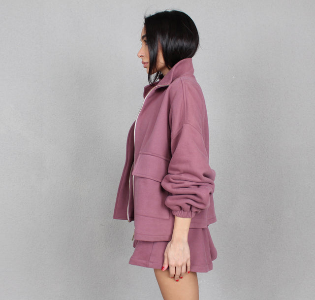 DUSTY MAUVE SWEAT CARGO JACKET