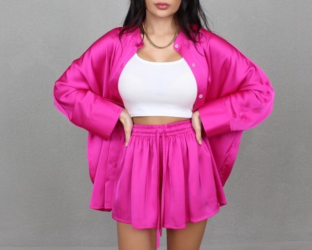 MAGENTA OVERSIZED SILK SHIRT