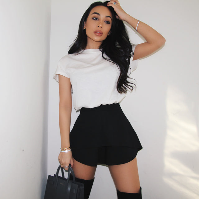 BLACK STRUCTURED SHORTS